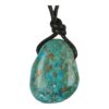 Chrysocolla hanger doorboord met zwart koord