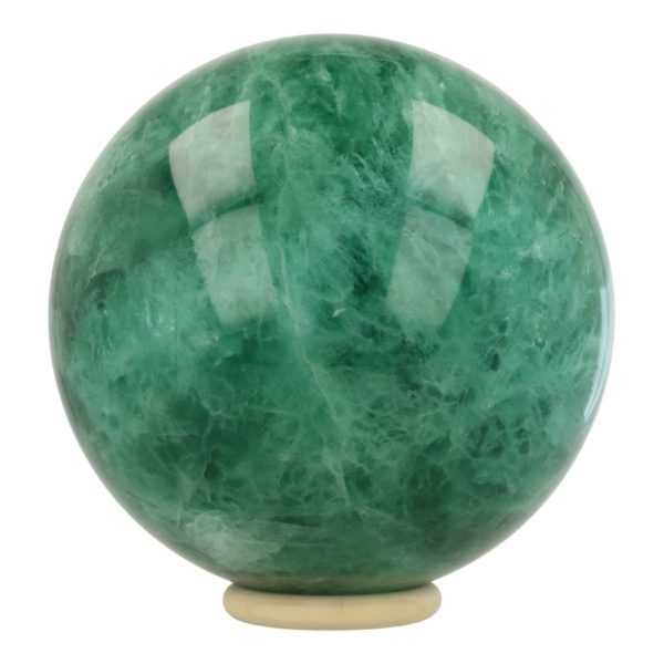 Unieke en prachtige groene fluoriet bol met diameter van ruim 17cm en meer dan 8kg zwaar