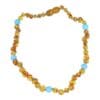 Barnsteen babyketting met turquoise