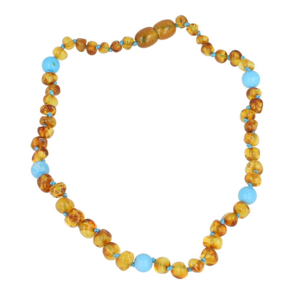 Barnsteen ketting voor baby's - turquoise