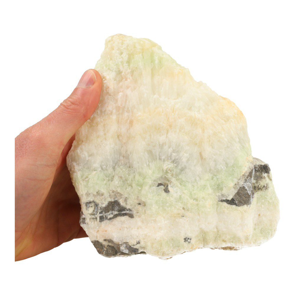 Fraaie ruwe Bosnische calciet van maar liefst 3kg! - achterzijde met hand