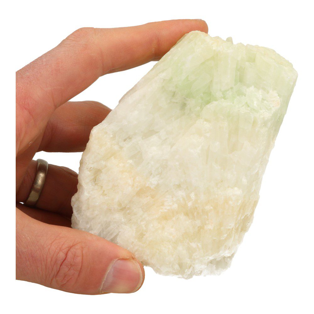 Helder stuk Bosnische calciet 'E' van 640 gram - in hand