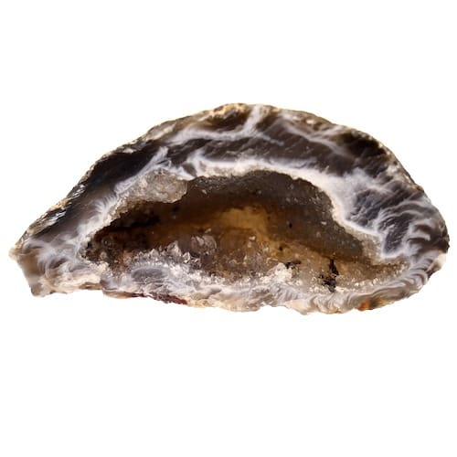 Agaat geode met gepolijste rand, circa 4-6cm diameter