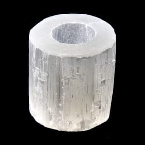 Seleniet waxinelichtje van ruwe seleniet, ca 8cm hoog