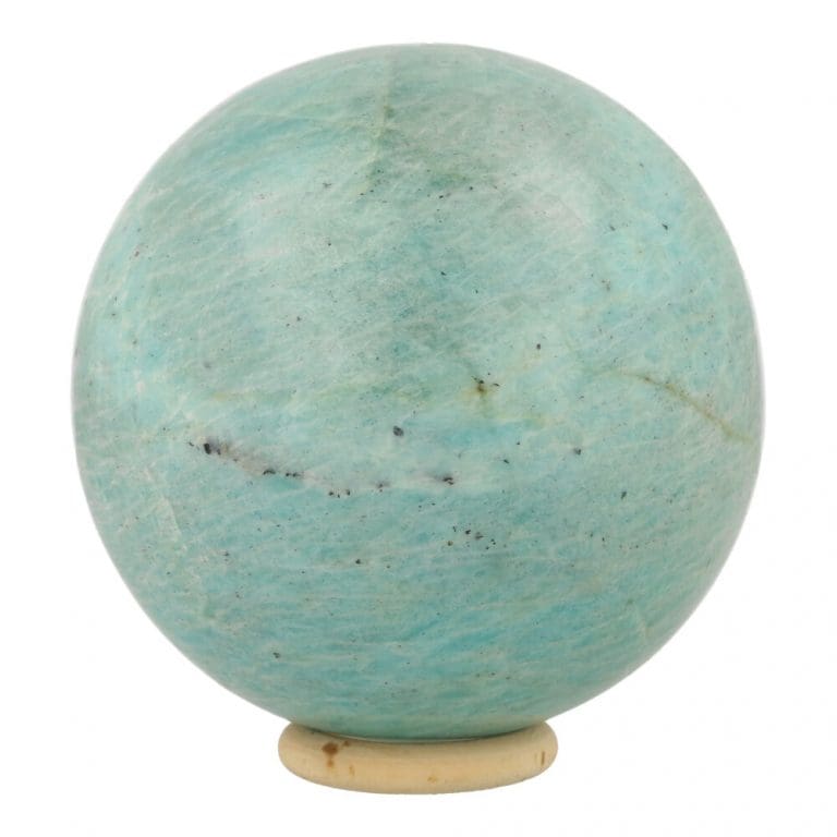 Fraaie amazoniet bol met diameter van 97mm en houten ring
