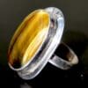 Tijgeroog ring zilver in maat 17