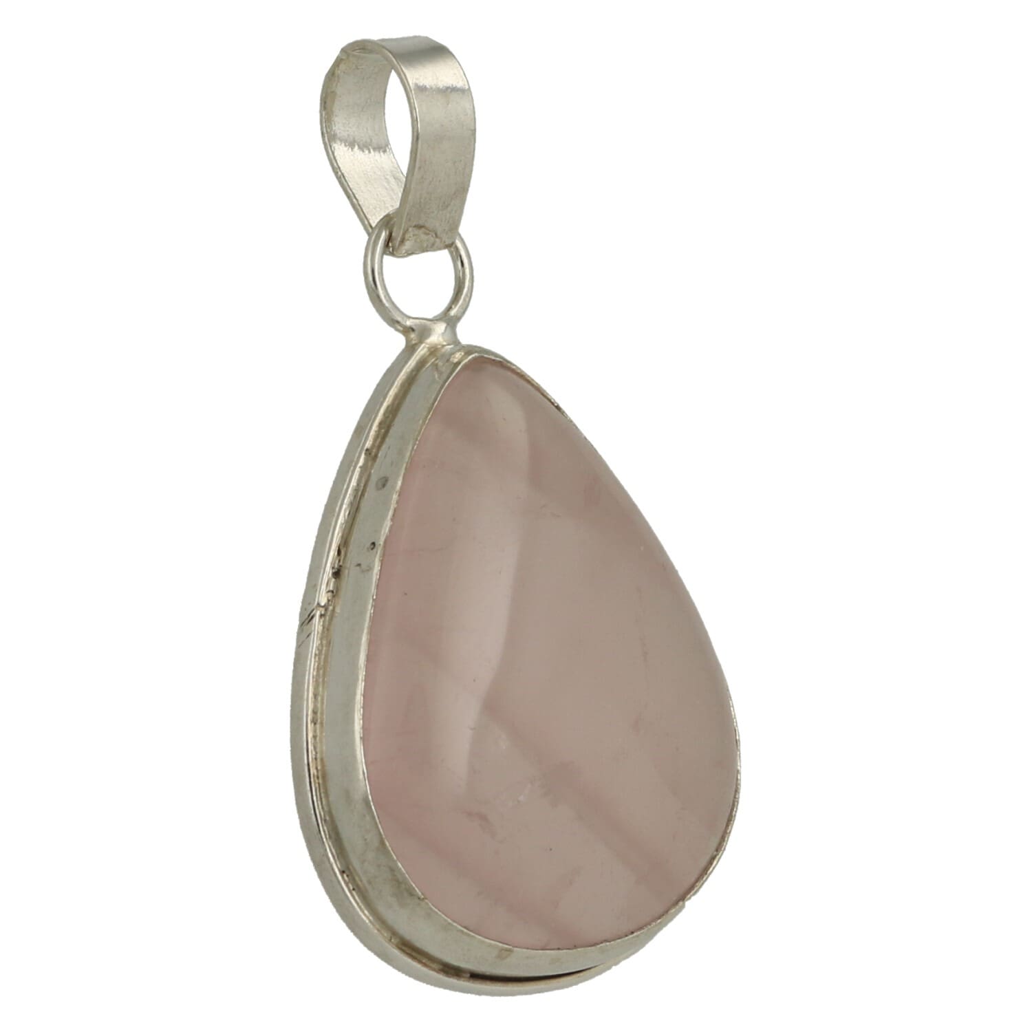 Rozenkwarts hanger in zilver