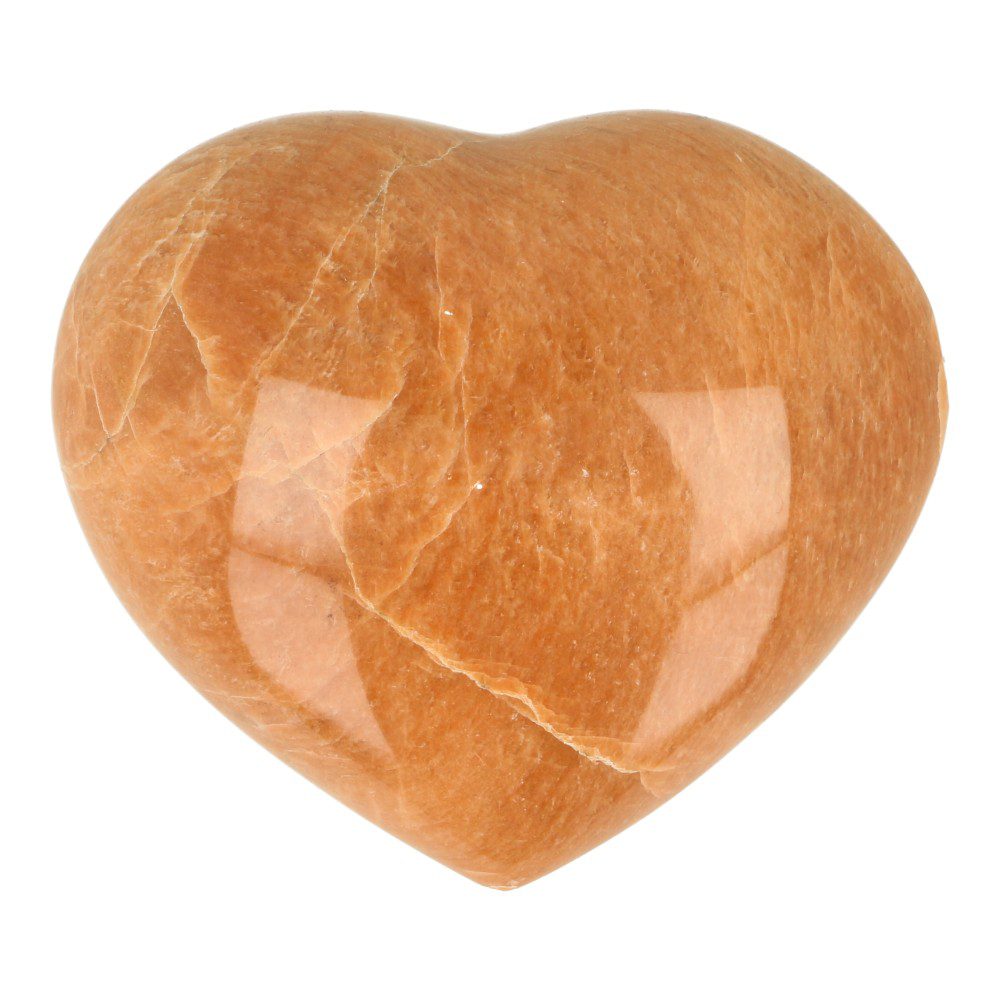 Achterzijde van fraai zacht-roze maansteen hart van 73mm breed
