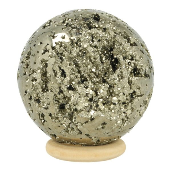 Mooie A-kwaliteit pyriet bol met fraaie kristallen en een diameter van 53mm