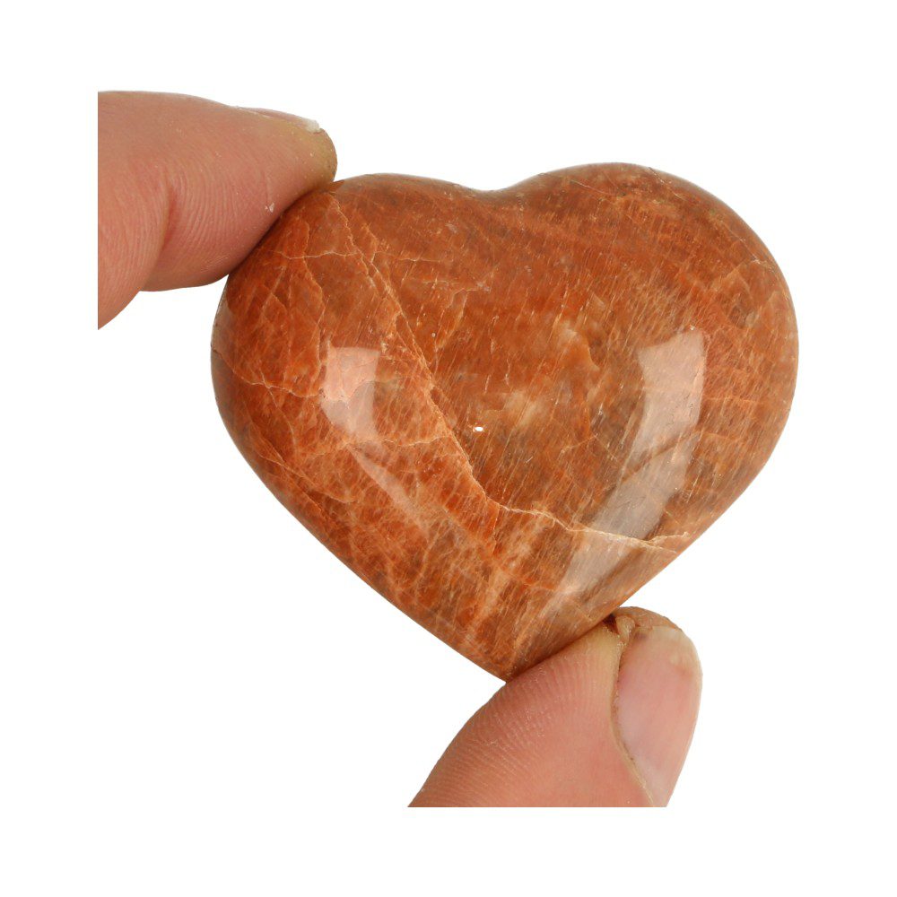 Achterzijde van leuk maansteen hartje van 53mm breed uit Madagaskar