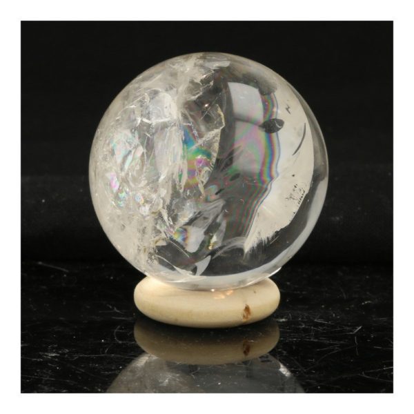 A-kwaliteit heldere bergkristal bol met diameter van 4cm op houten ring