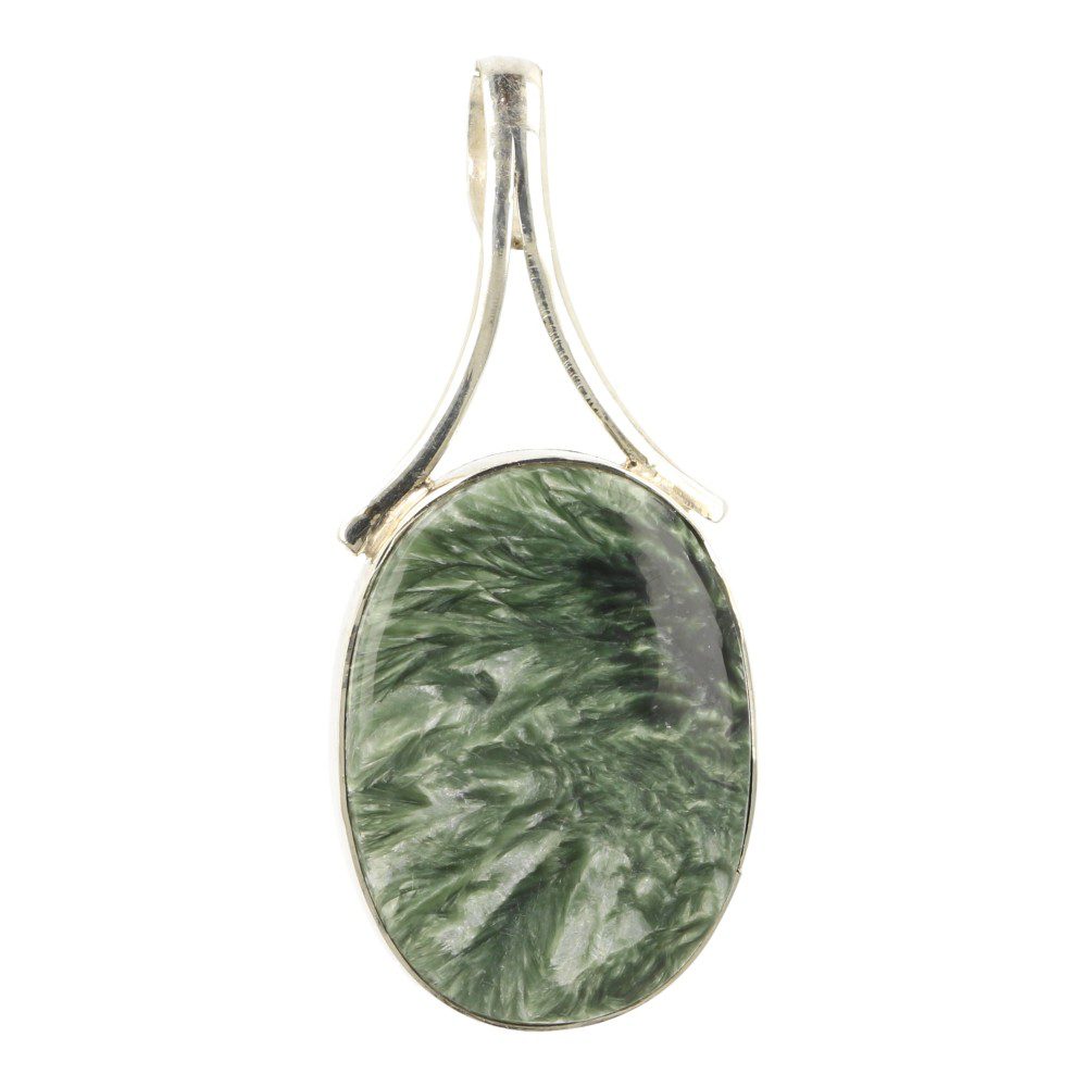 Fraai glanzende serafiniet hanger in zilver van 3,5cm hoog, gevat in juwelierskwaliteit 925 sterling zilver - vooraanzicht