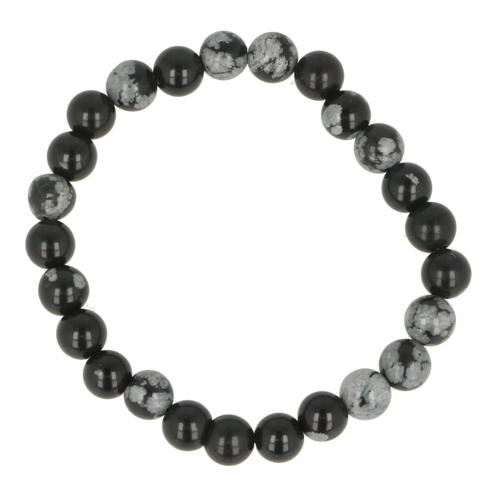 Sneeuwvlok obsidiaan armband 8mm