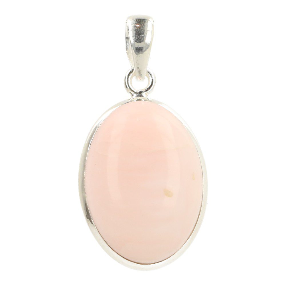 Fraaie roze opaal hanger in zilver 'RO4' van 25mm hoog en 18mm breed - vooraanzicht