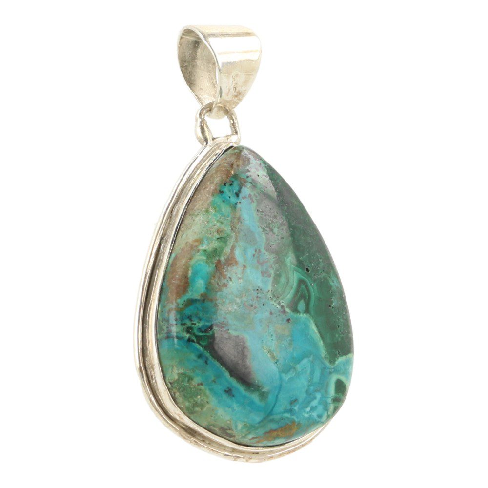 Chrysocolla hanger in zilver 'nr6'