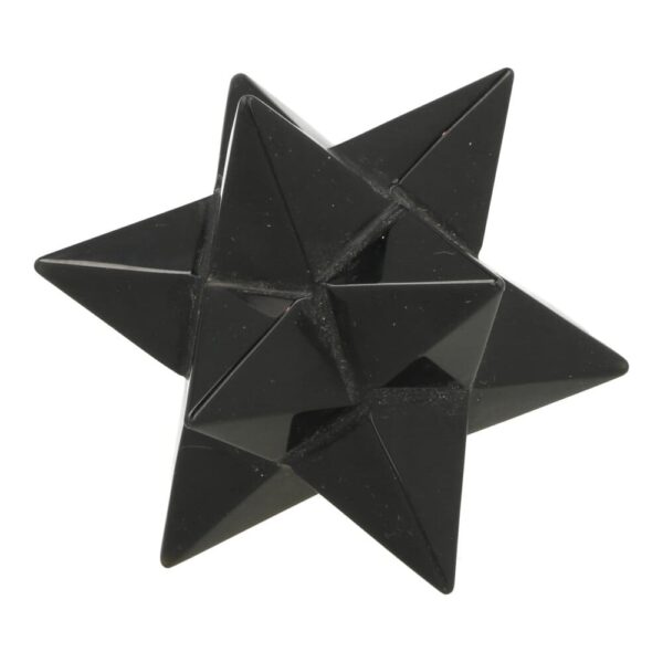 Zwarte obsidiaan dodecaëder ster van 77mm diameter