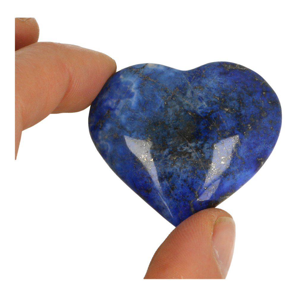 Fraaie helderblauwe lapis lazuli hartjes van 4,5-5cm breed uit Afghanistan - voorbeeld 1