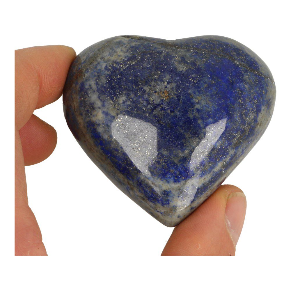 Fraai lapis lazuli hart van 64mm breed uit Afghanistan - in hand