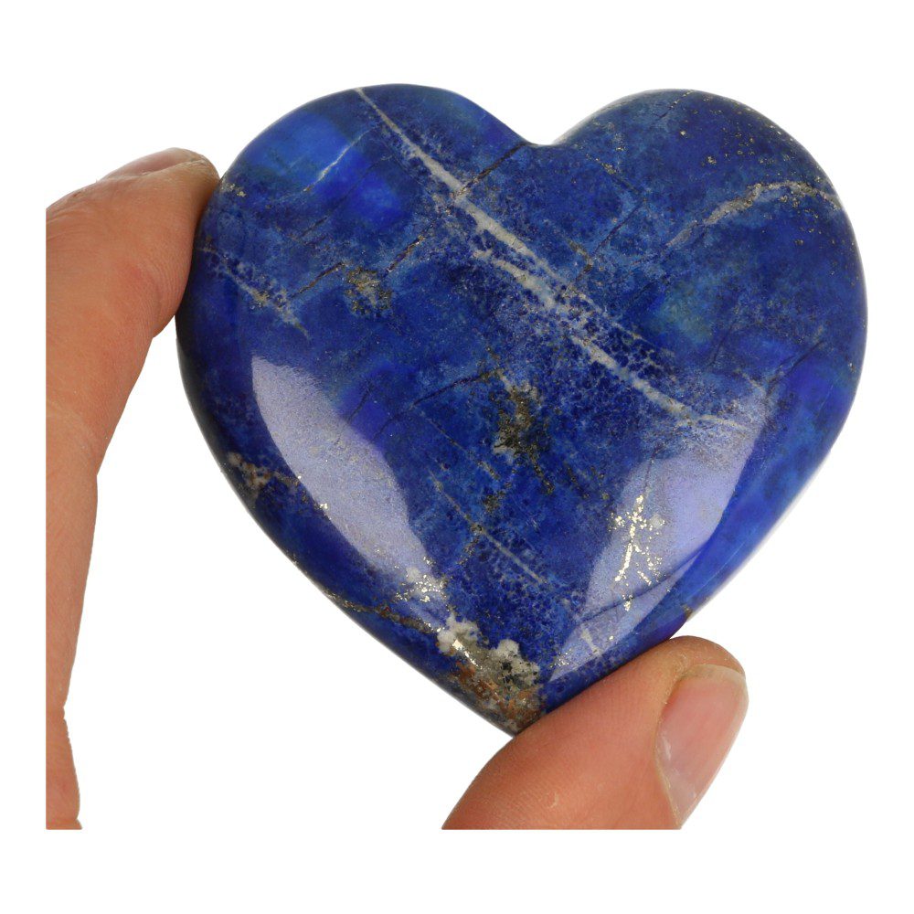 Prachtig lapis lazuli hart van 73mm breed uit Afghanistan met hand