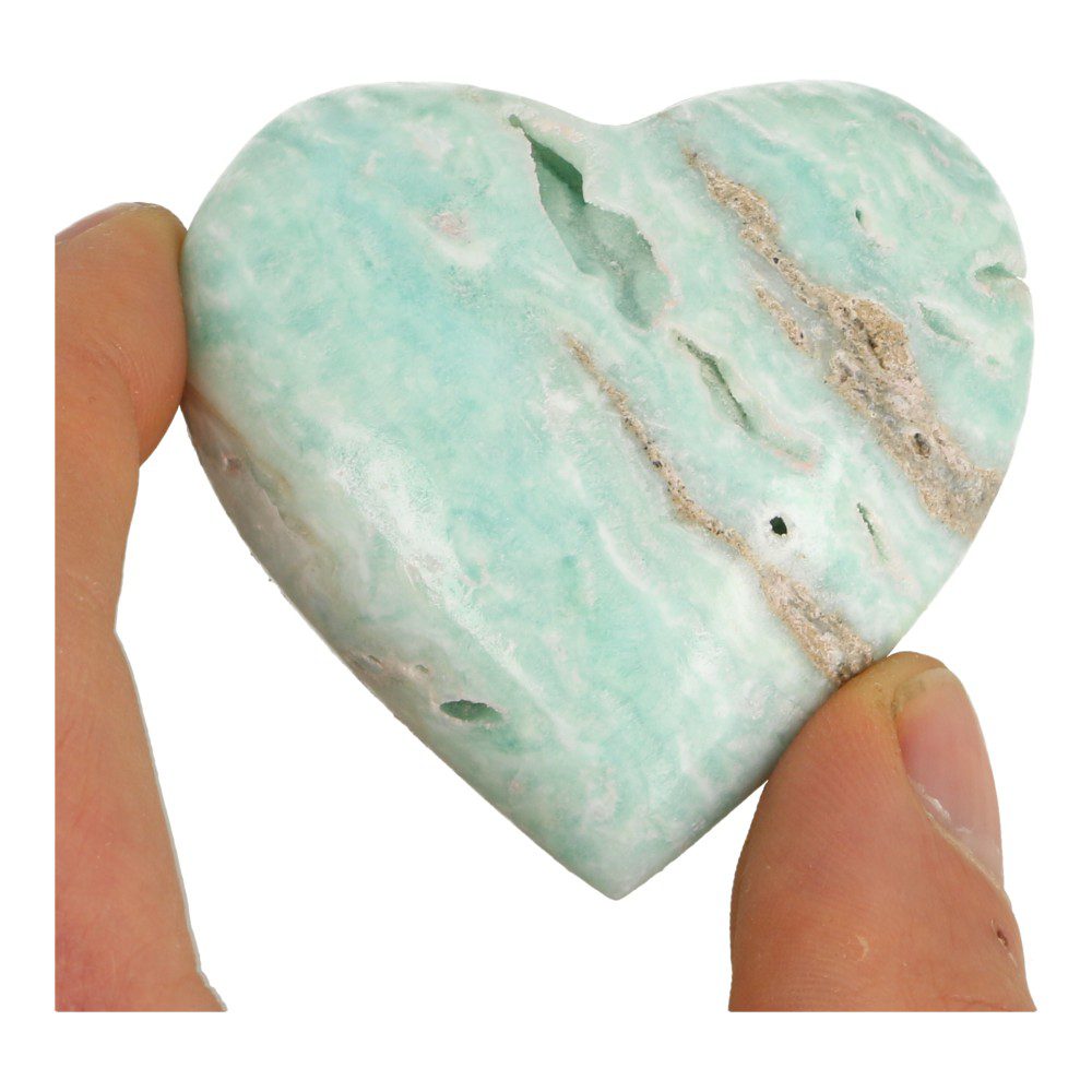 Fraaie carribean blue calciet hart met breedte van ongeveer 6cm uit Pakistan - nr3