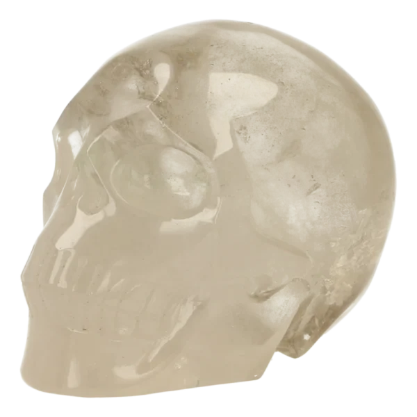 Fraaie rookkwarts schedel van ruim 8cm lang