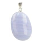 Blauwe chalcedoon hanger met oogje in A-kwaliteit chalcedoon
