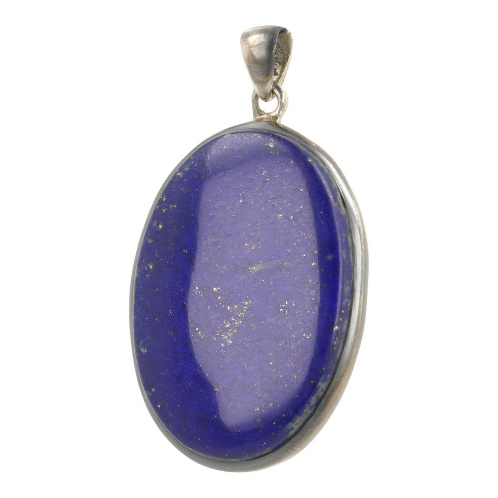 Fraaie, koningsblauwe lapis lazuli hanger in zilver 'nr3' van 37mm hoog - zijaanzicht