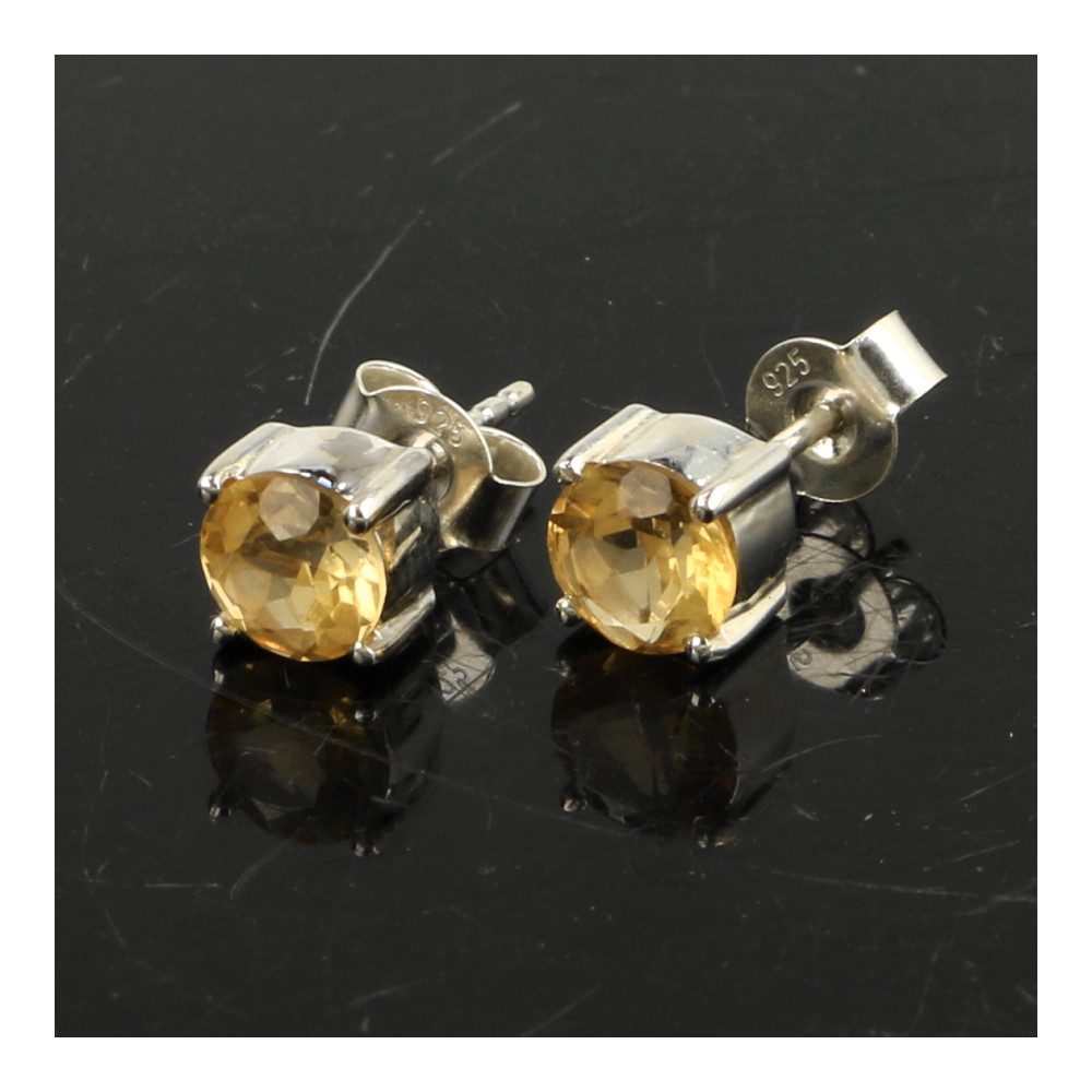 Natuurlijke citrien oorbel in zilver facet geslepen S7-008