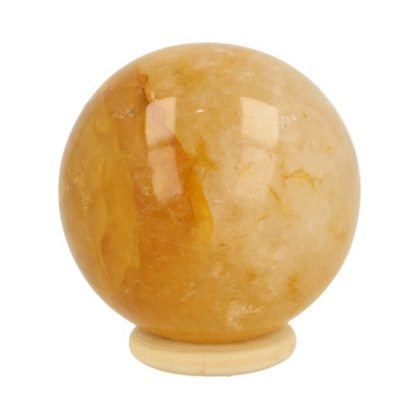 rijk gele golden healer bol met diameter van 57mm op houten ringetje