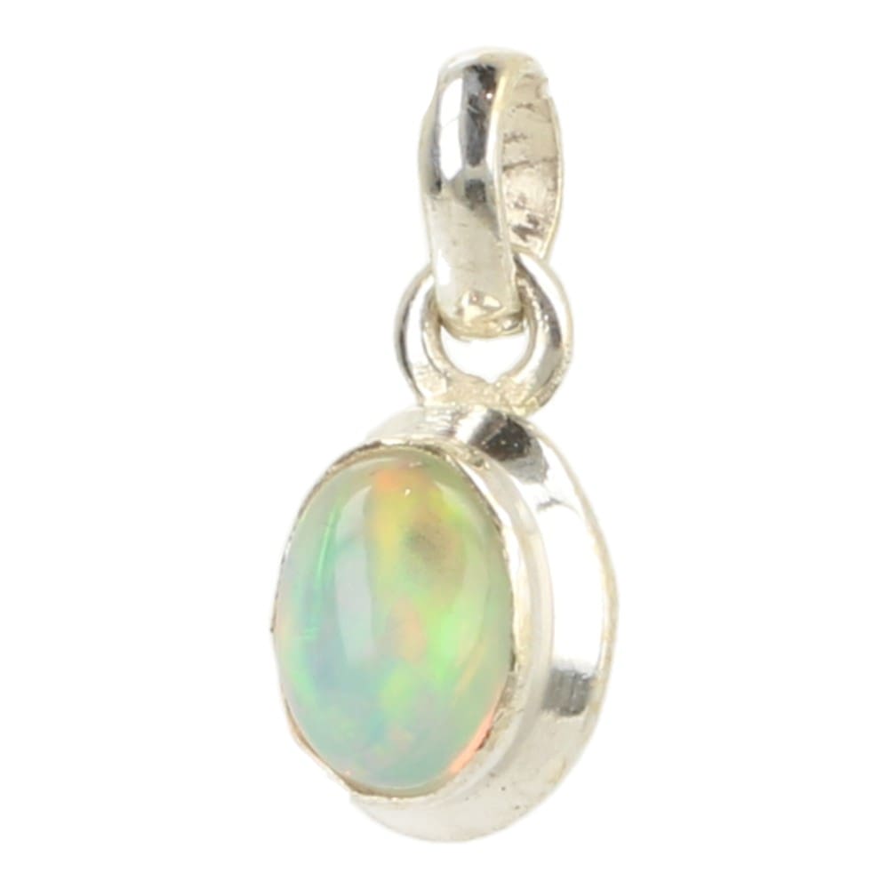 Zilveren ketting met hanger druppel kristal opal