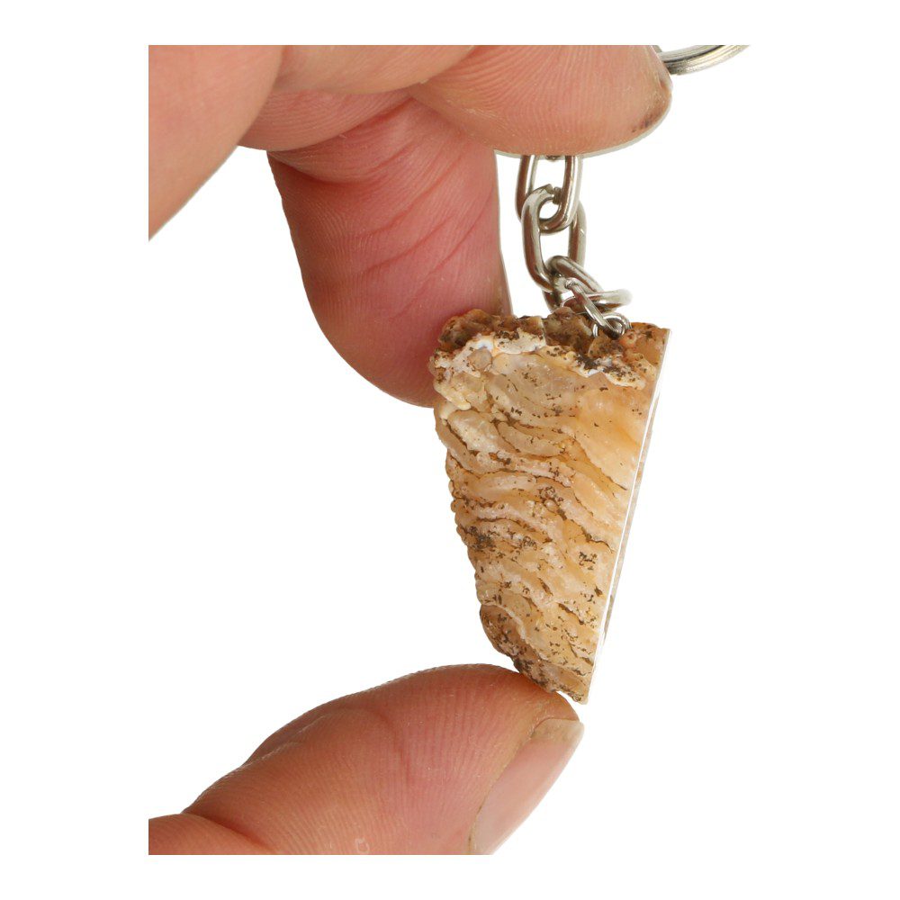 Leuke agaat sleutelhanger met een agaat geode van 3-4cm aan metalen ketting met ring - detail 3