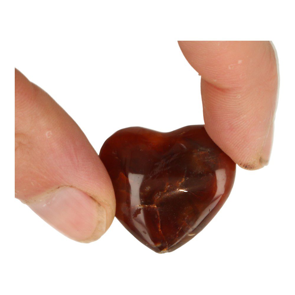 Mooi oranje-rood carneool hart van 3cm breedte - detail 1