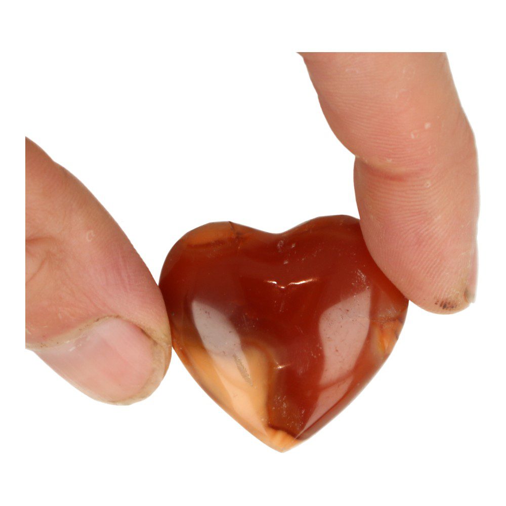 Mooi oranje-rood carneool hart van 3cm breedte - detail 2