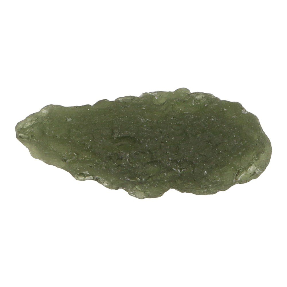 Bijzonder grillig stuk moldaviet van 6,3 gram en ruim 3cm lang - achterzijde