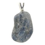 Luxe mat-blauwe saffier hanger met zilveren oogje en 1,5cm hoog