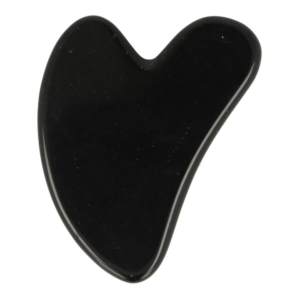 Detail van Zwarte obsidiaan Gua Sha of gezichtschraper