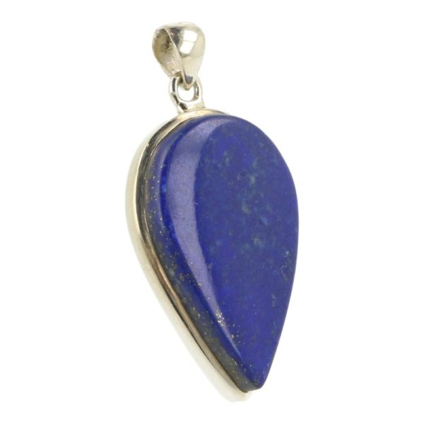 Fraaie diep-blauwe lapis lazuli hanger in zilver in druppelvorm 'nr5'