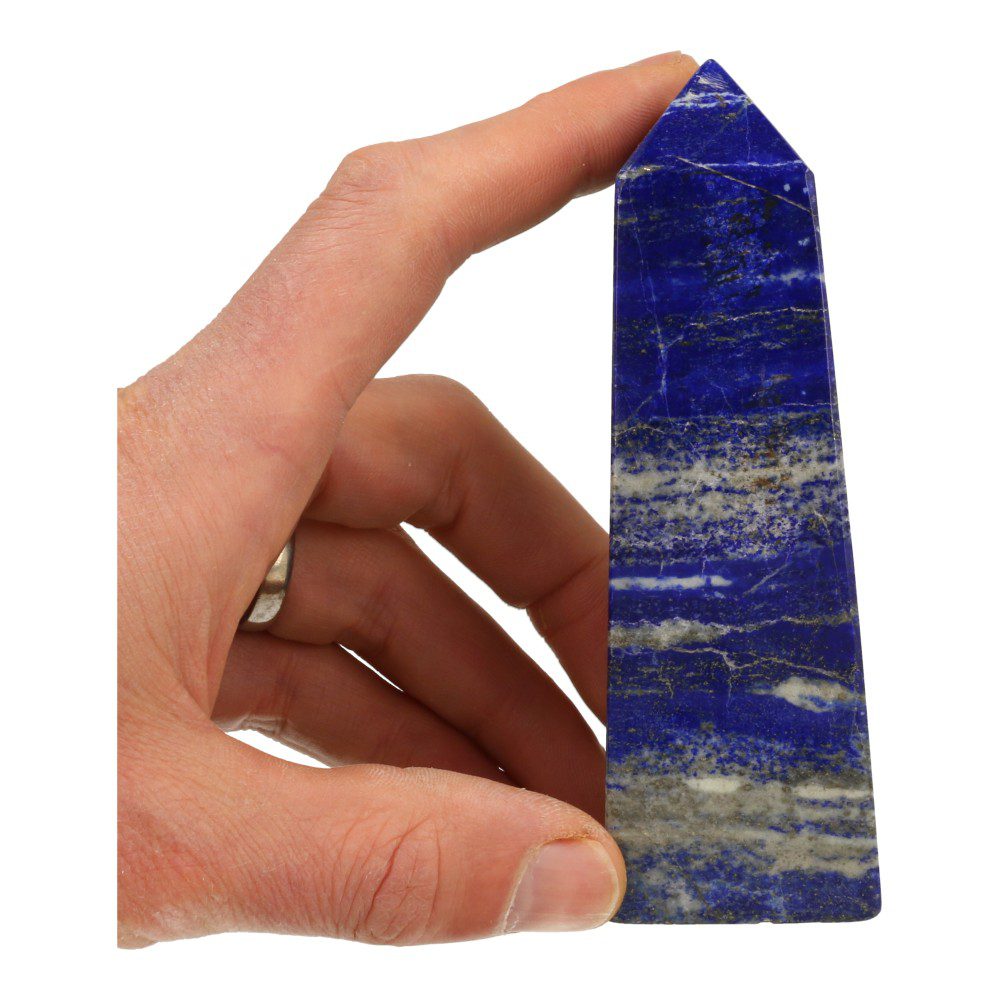 Fraaie lapis lazuli toren of gepolijste punt van 12,5cm hoog in hand