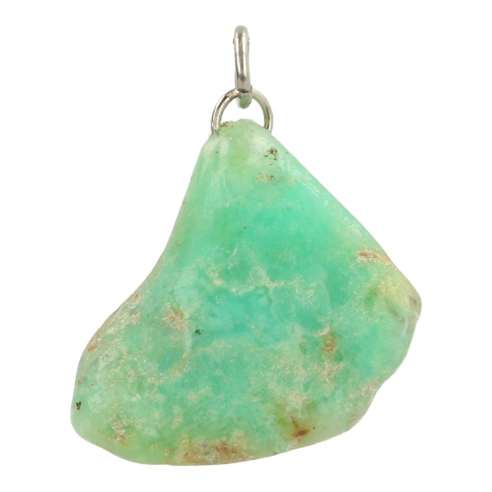 Lichtgroene chrysopraas hanger met ringetje en 2.5cm hoog