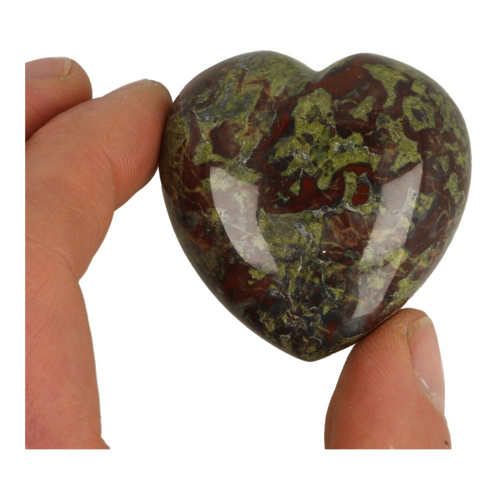 Fraai gepolijste drakenbloedsteen hart van 5cm breed - detail 1