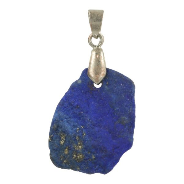 Lapis lazuli hanger ruw met oogje, gemaakt van een stukje diepblauwe lapis lazuli