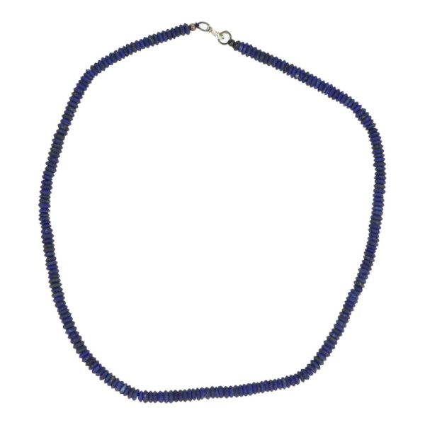 Fraaie lapis lazuli ketting met kralen van 5mm breed en 1-2mm hoog en een lengte van 45cm