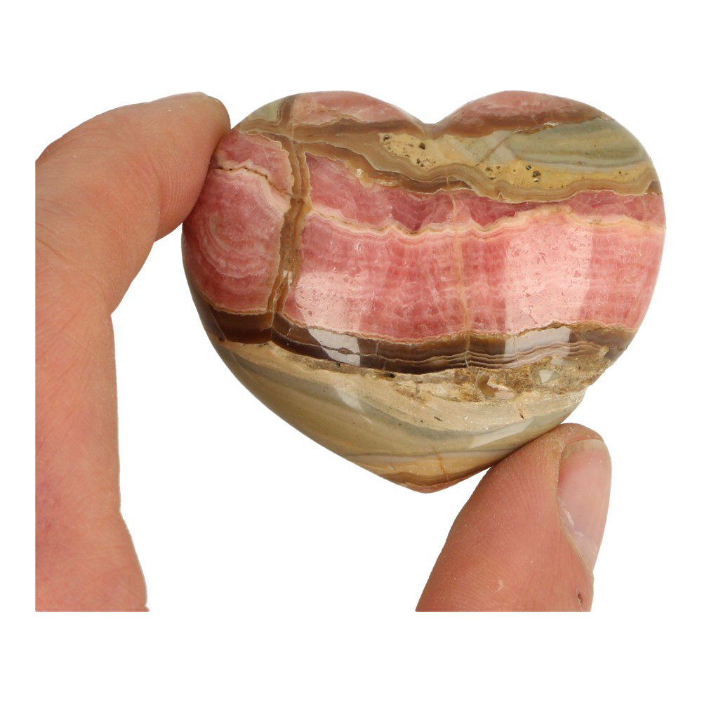 A-kwaliteit rhodochrosiet hart van 61mm breed - in hand
