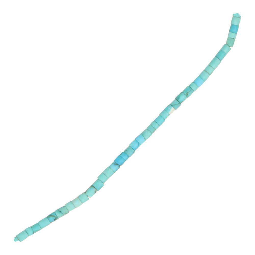 Detail van Fraai fijne turquoise ketting met mini kralen van 1,5mm diameter en zilveren slotje