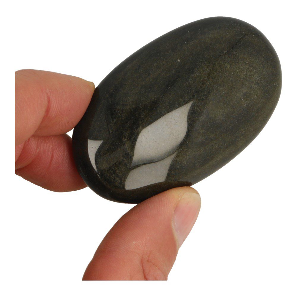 Fraaie goudglans obsidiaan knuffelsteen van 6-7cm lang - voorbeeld 3