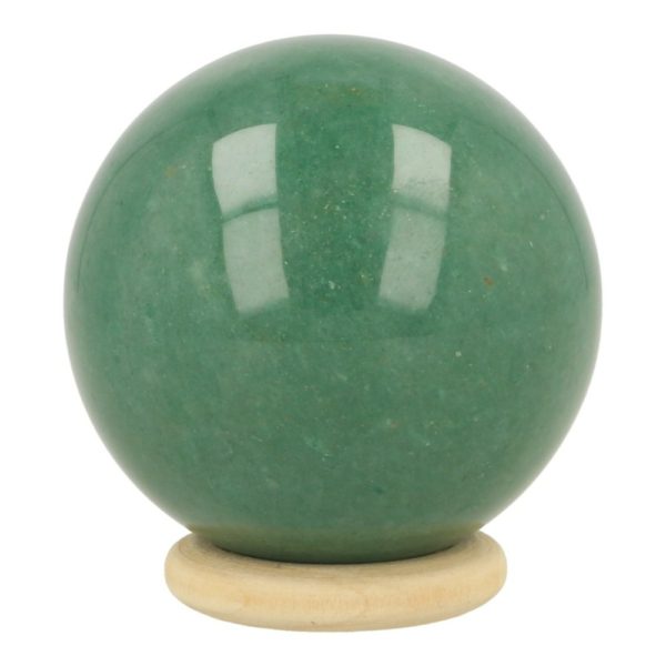 Mooie groene aventurijn bol met diameter van 5cm 'nr2' op houten ring