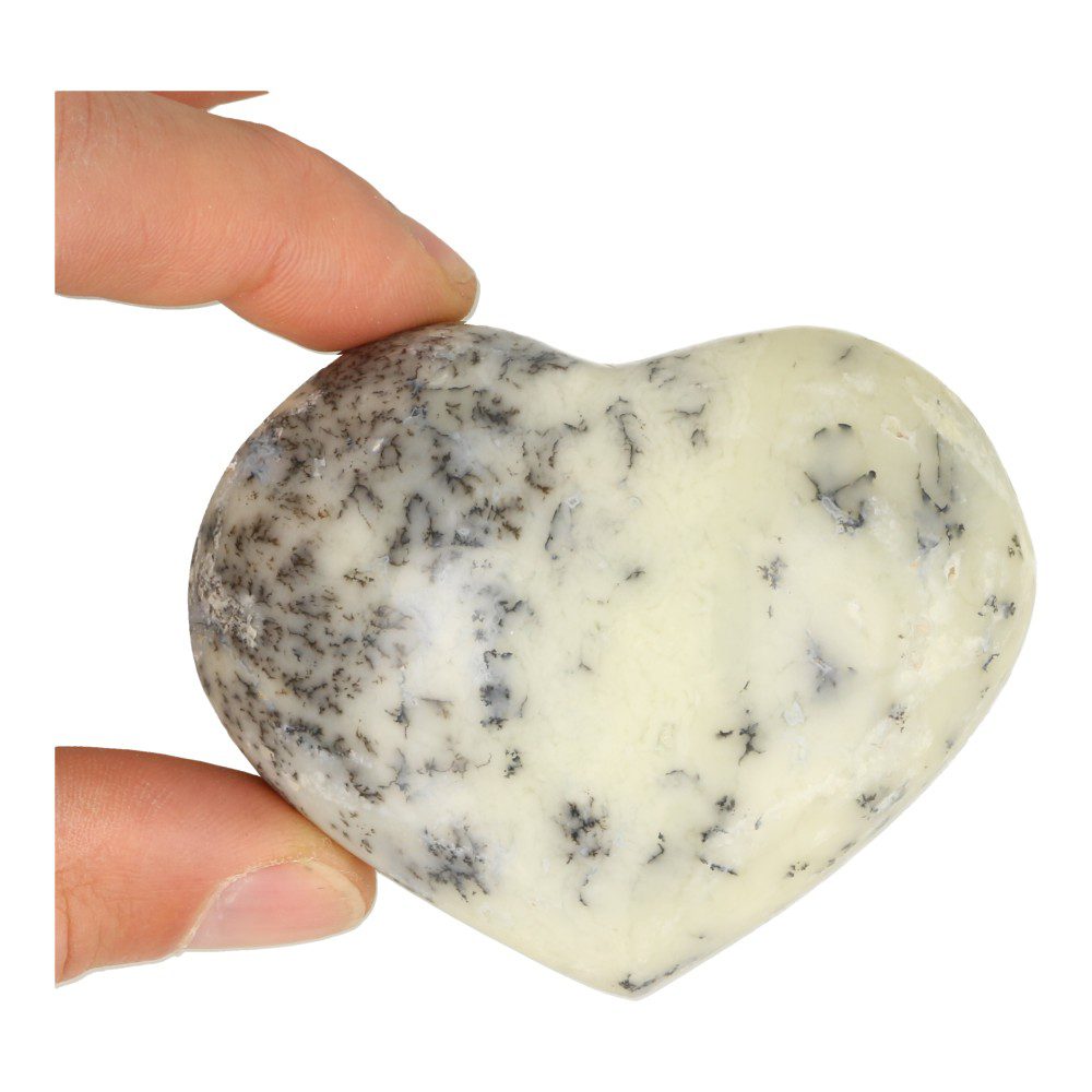 Mooi dendriet opaal hart van 79mm breed uit Madagaskar - met hand