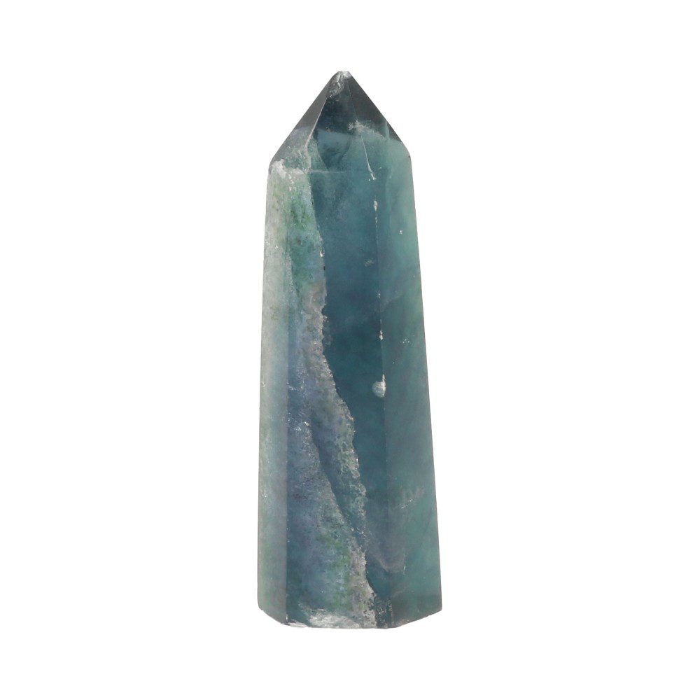 Blauwe fluoriet toren van 6,5cm hoog - aanzicht 2