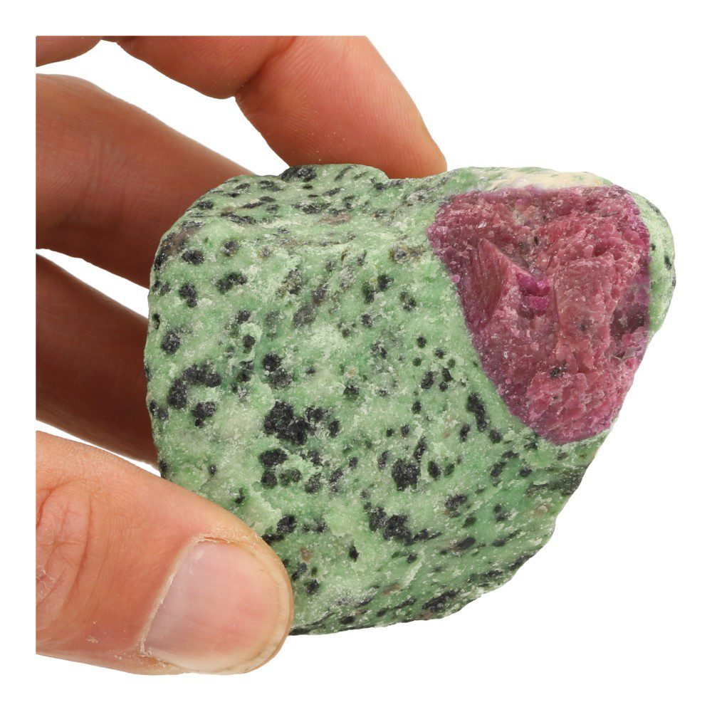 Fraai stukje robijn in zoisiet ruw van 7,5cm breed - in hand