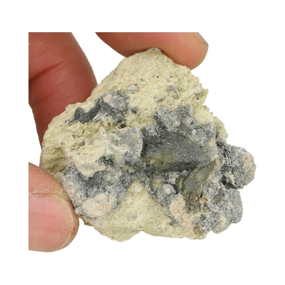 Fraai steen kristal op matrix en ander mineraal, nummer 8 - in hand
